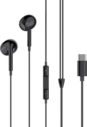 XO Ep74 Earbuds Handsfree Headphones with Connector USB-C Black