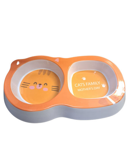 Plastic Bol Mâncare & Apă pentru Câine & Pisică 2x în Culoare Portocaliu