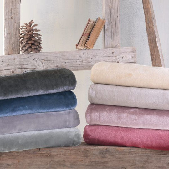 Rythmos Κουβέρτα Βελουτέ Velour Μπεζ 160x220εκ.