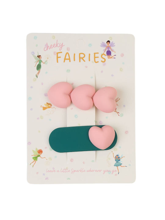 Cheeky Fairies Σετ Παιδικά Κοκαλάκια με Κλιπ σε Ροζ Χρώμα