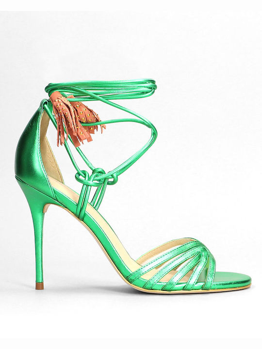 Gold&Rouge Leather Women's Sandals Green