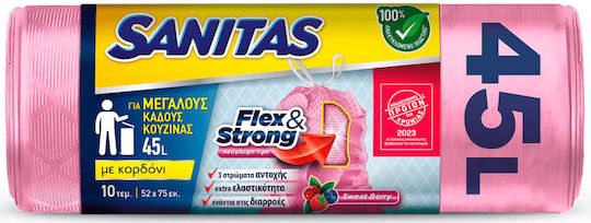 Sanitas Scented Trash Bags Capacity 45lt with Drawstring 52x75cm 10pcs Pink
