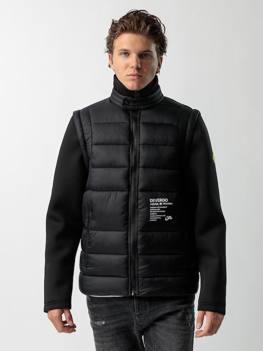 Devergo Herren Winter Jacke Lässig Schwarz