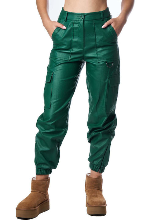 Moutaki Women's High-waisted Fabric Cargo Trous...
