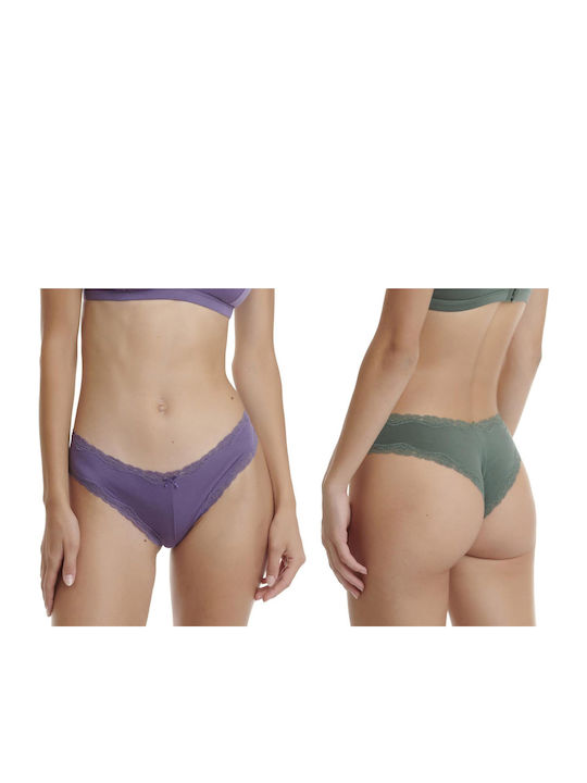 Walk Bamboo Damen Brasilien 2Pack mit Spitze Pu...