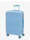 Bartuggi Large Hard Light Blue Suitcase with 4 Wheels Height 77cm