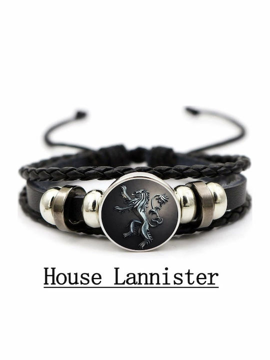 Гривна Game Thrones Lannister House Черна Кожена Каишка Bracelet Game Thrones Lannister House Black Leather Wear Molfs
