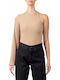 Damen Bluse Schulterfrei mit einem Schulter Beige