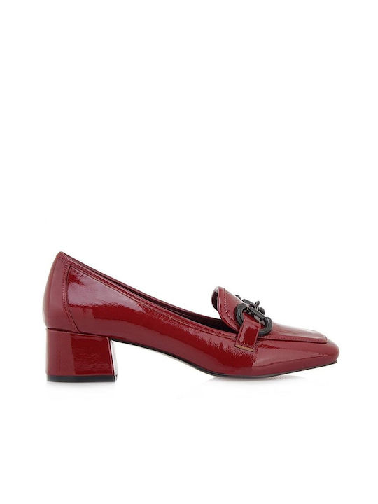 Seven Synthetic Leather Burgundy Low Heels