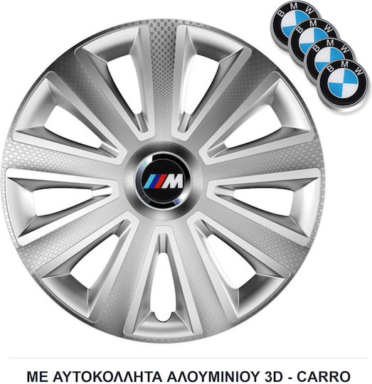 Versaco Auto Radkappen Set Aviator mit Marke Bmw 4Stück 15" Silber