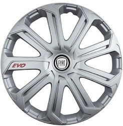 Versaco Car Hubcaps 14" With Fiat Logo 4 Pieces Gray TA-00101557