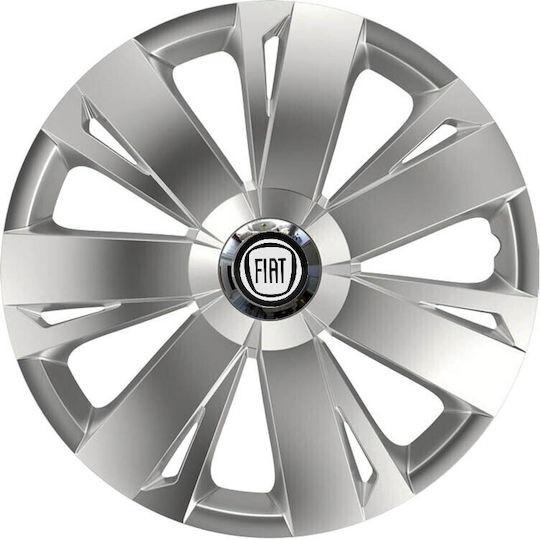 Versaco Car Hubcap Set Energy Rc with Fiat Emblem 15" 4pcs Silver