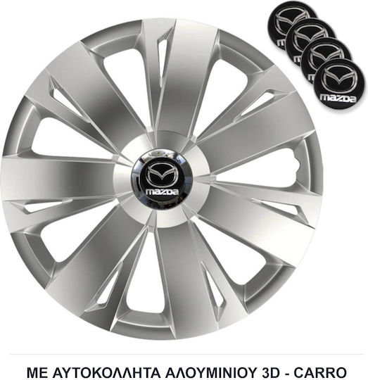 Versaco Σετ Τάσια Αυτοκινήτου Energy Rc 14" με Σήμα Mazda 4τμχ Ασημί