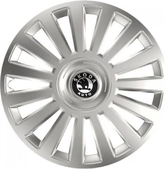 Versaco Car Hubcap Set Luxury with Skoda Emblem 14" 4pcs Silver
