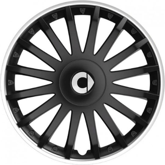 Versaco Auto Radkappen Set Crystal mit Marke Intelligent 4Stück 14" Schwarz/Schwarz