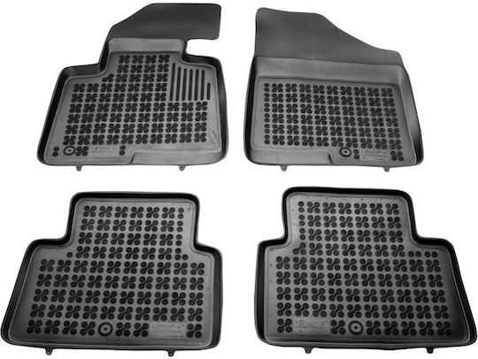 Sahler Set of Front and Rear Mats 4pcs Tray Type for Hyundai Santa Fe 2012+ Black