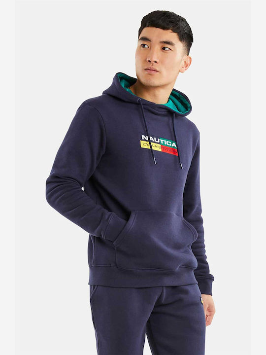 Nautica Men's Sweatshirt with Hood and Pockets Navy Blue