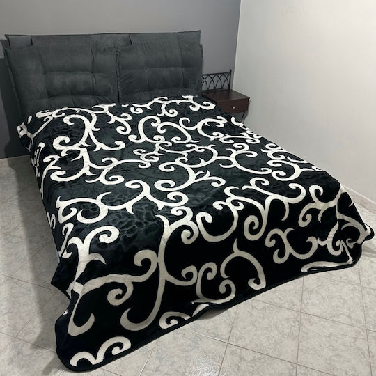 Olia Home Velvet Double Blanket 220x240cm Black