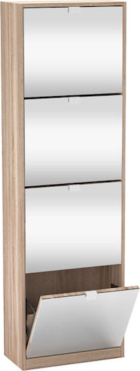 Lykke Wooden Beige Shoe Cabinet with Tilting Shelves W50xD24xH148cm