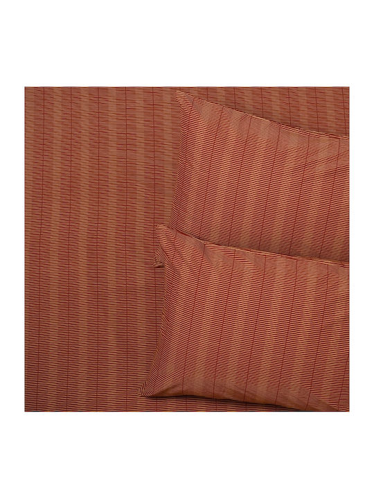 Melinen Sheet Set with 1 Pillowcase for Single Bed with Elastic 100x200+32cm. Archie Caramel 2pcs