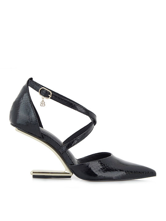 Heels with High Heel Black Snake Mary-282-Black
