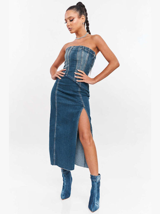 Decoro Midi Kleid Jeans Blau