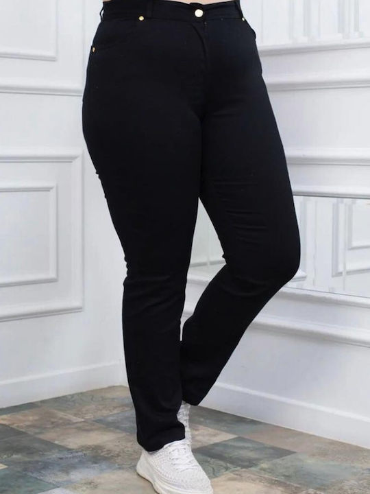 Pantaloni Dama Tesatura Negru High Rise