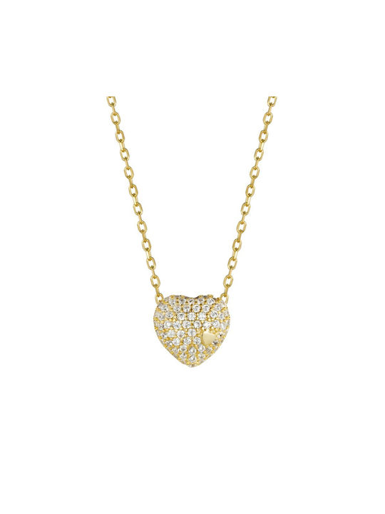 Papoulidis Jewellery Halskette mit Design Herz aus Vergoldet Silber