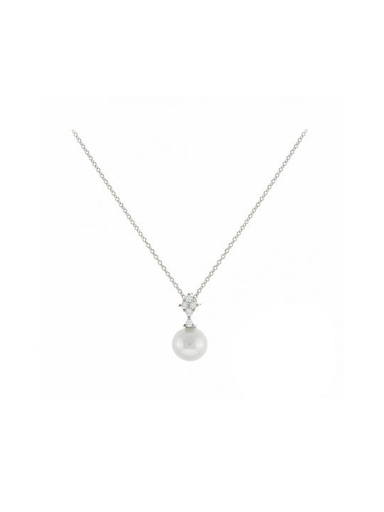 Art d or Necklace from White Gold 9 K with Pearls