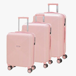Bartuggi Travel Bags Hard Pink with 4 Wheels Set 3pcs