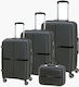 Bartuggi Travel Suitcases Hard Black with 4 Wheels Set of 4pcs