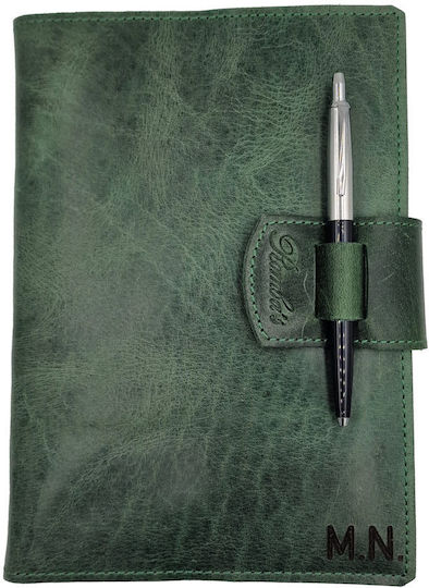 ByLeather Bloc Notes 150 Foi A5 cu Suport pentru Stilou Verde