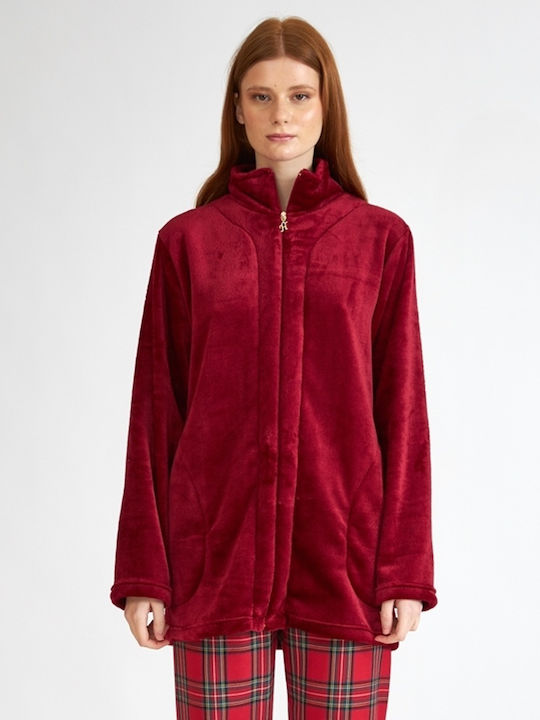 Harmony Women's Winter Fleece Pajama Robe Red