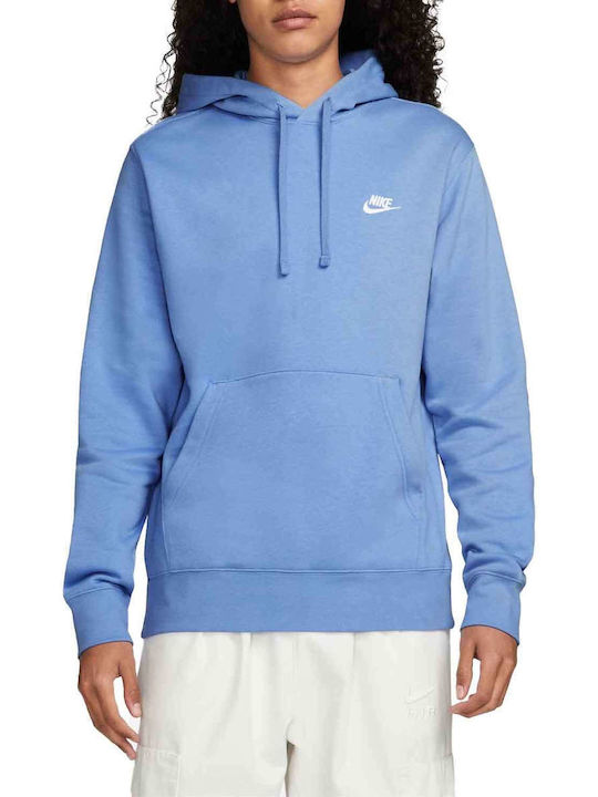 Nike Club Pullover Ανδρικό Φούτερ με Κουκούλα Μπλε