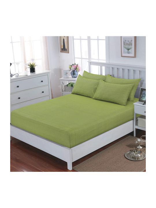 Casa Colori Sheet Double with Elastic 140x200+30cm. Vince Green