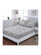 Casa Colori Sheet Semi Double with Elastic 120x200+30cm. Grey Leaves Gray