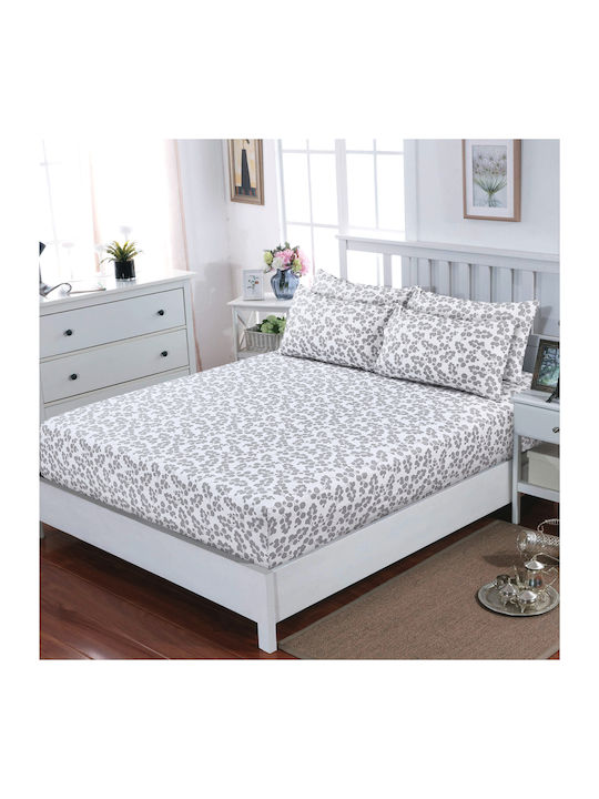 Casa Colori Sheet Double with Elastic 140x200+30cm. Grey Revo Gray