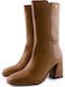 High Heel Women's Boots with Rubber Tabac Brown