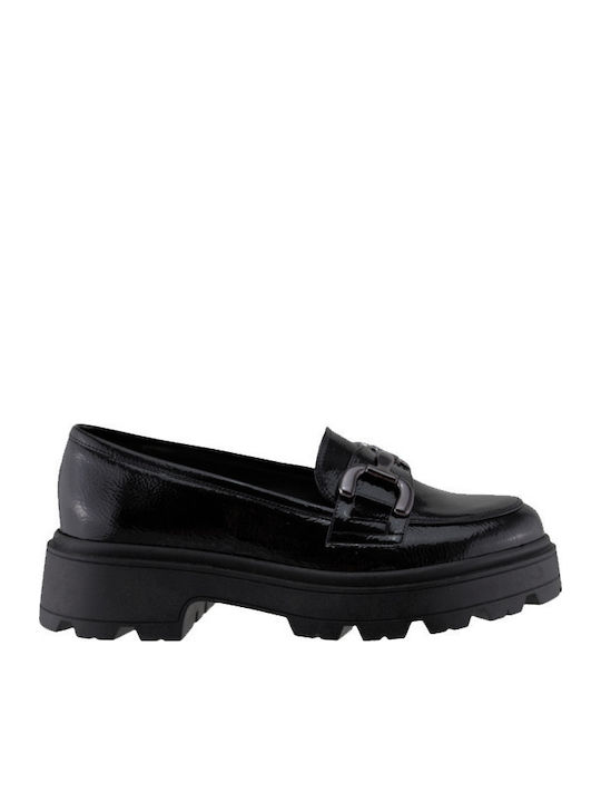 Stefania Patent Leather Women's Moccasins in Bl...