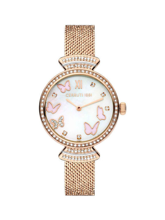 Cerruti Cerrisi Crystals Watch with Pink Gold M...