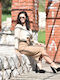 Set with High-waisted Maxi Skirt Beige
