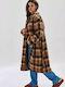 24 Colours Women's Midi Coat with Buttons Brown