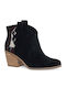 Wildleder Damen Cowboy-Stiefeletten Schwarz