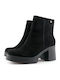 Suede Women's Ankle Boots with High Heel Black