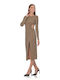 Farmaki Midi Kleid Beige