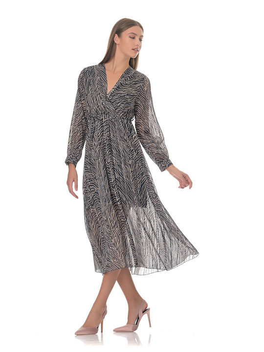 Farmaki Midi Evening Dress Gray