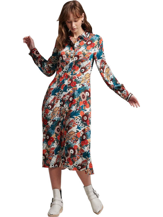 D2 Ovin Καλοκαιρινό Midi Σεμιζιέ Φόρεμα Floral