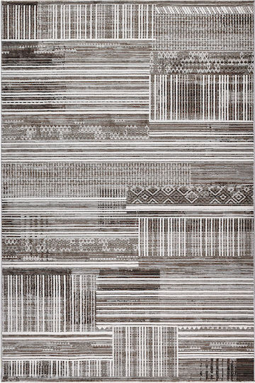 Polcarpet Havana Aztec 793 Teppich Rechteckig Sommer Synthetisch,Polyester/Cotton/Leather mit Fransen Grey White
