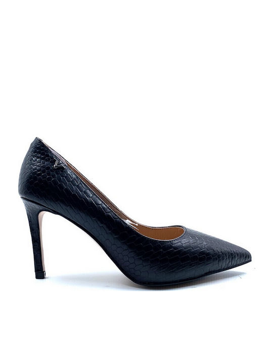 19V69 Leather Black Heels