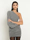 Women's Blouse Off-Shoulder with One Shoulder Silver